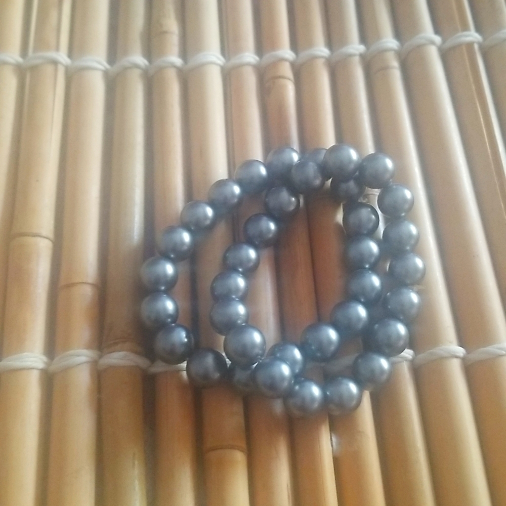 Set of Charcoal Pearl Bracelets